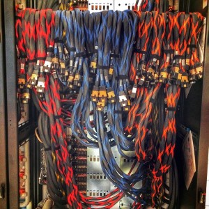 Cables in one of 30 cabinets that comprise Edison, a Cray XC30 supercomputer at the National Energy Research Scientific Computing Center. 